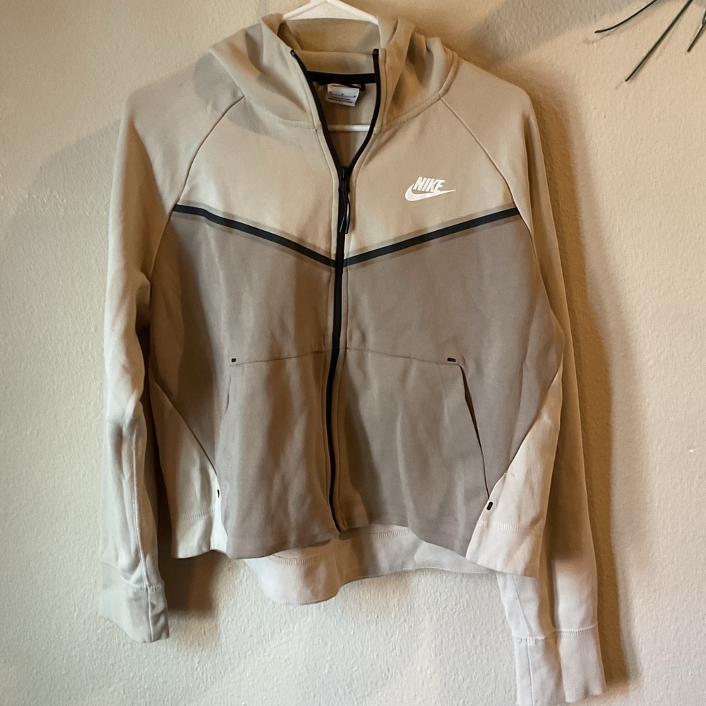 Nike Sportswear Tech Full Zip Beige and Light Brown Hoodie